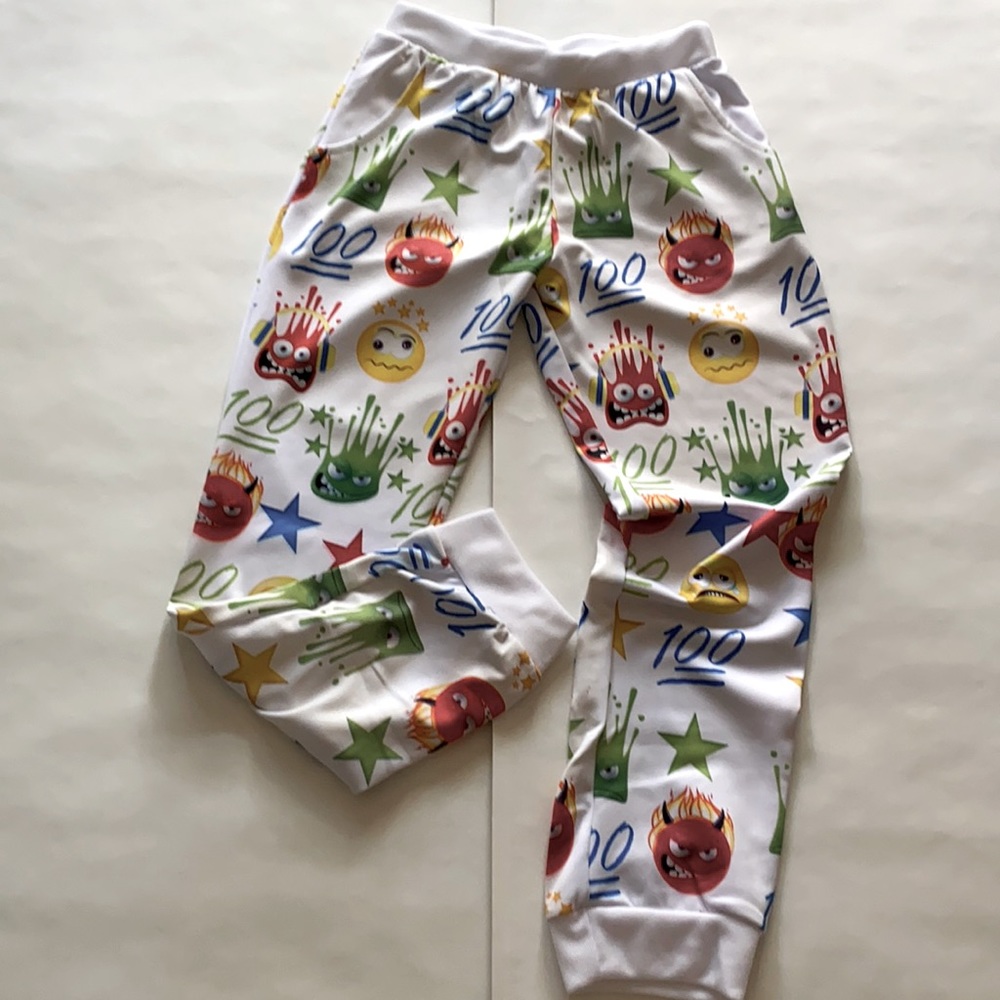 New American Bazi Emoji Pants Halloween Fun Sportswear or Pajama Size M White